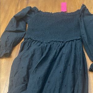 NWT Lilly Pulitzer Off Shoulder (OTS) Black Eyelet Smocked Arlynn Dress - Medium